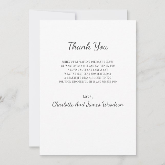 Tarjeta De Agradecimiento Simple Baby Shower Gracias (Anverso)