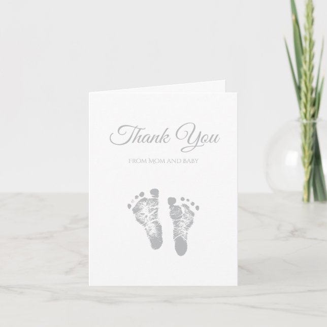 Tarjeta De Agradecimiento Simple Baby Shower Gracias A La Imagen Gris Modern (Anverso)