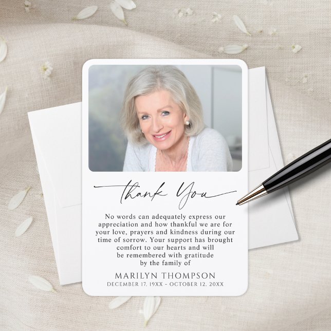 Tarjeta De Agradecimiento Simple Bereavement Funeral Memorial Photo (Subido por el creador)
