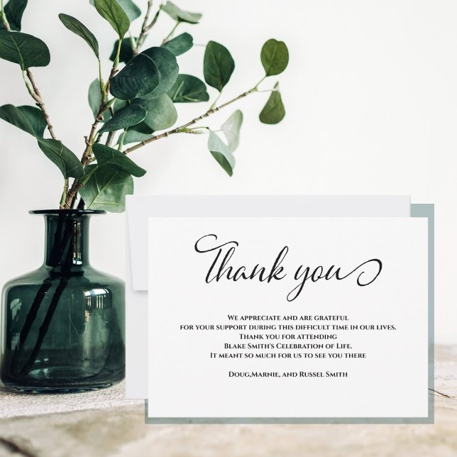 Tarjeta De Agradecimiento Simple Bereavement Funeral Sympathy Gracias (Modern Elegant Thank You Card)