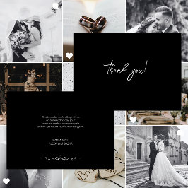 Tarjeta De Agradecimiento Simple Black & White Elegant Minimalist Wedding
