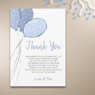 Tarjeta De Agradecimiento Simple Blue Balloons Boy Baby Shower