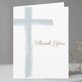 Tarjeta De Agradecimiento Simple Blue Cross First Holy Communion Folded 