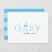 Simple Blue Heart Boy Baby Shower Gracias