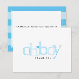 Tarjeta De Agradecimiento Simple Blue Heart Boy Baby Shower Gracias