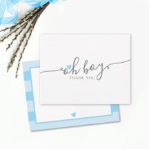 Simple Blue Heart Boy Baby Shower Gracias