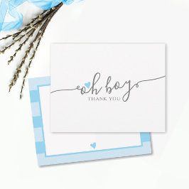 Tarjeta De Agradecimiento Simple Blue Heart Boy Baby Shower Gracias
