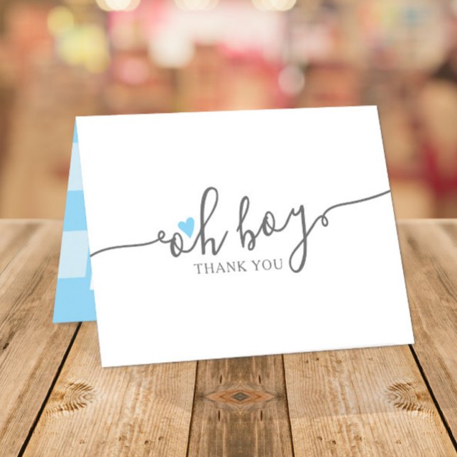 Tarjeta De Agradecimiento Simple Blue Heart Boy Baby Shower Gracias (Subido por el creador)