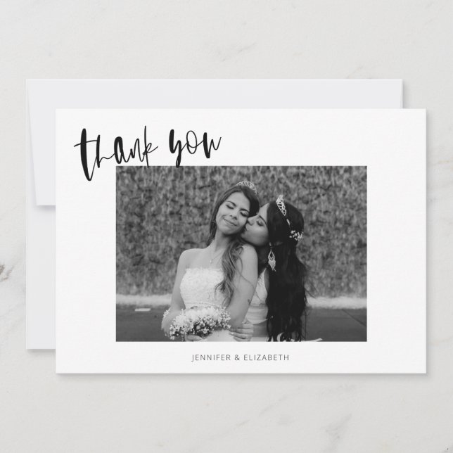 Tarjeta de agradecimiento simple Boda de Moda (Anverso)