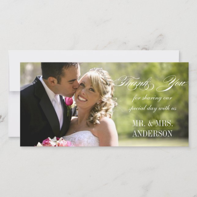 Tarjeta De Agradecimiento Simple Boda Gracias (Anverso)