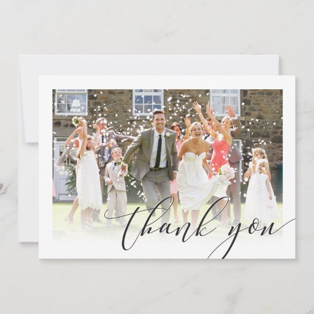 Tarjeta De Agradecimiento SIMPLE BODA GRACIAS A LA elegante frontera fotográ (Anverso)