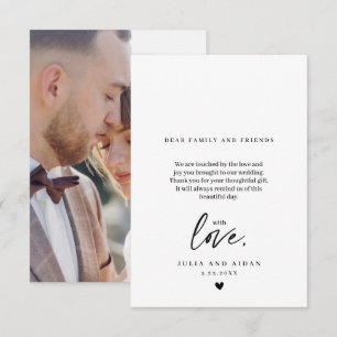 Tarjeta De Agradecimiento Simple Boda Gracias Script Mensaje Moderno