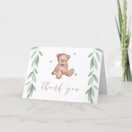 Tarjeta De Agradecimiento Simple Boho Bear Forest Baby Shower