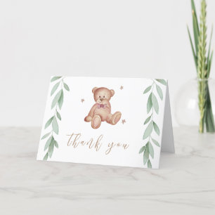 Tarjeta De Agradecimiento Simple Boho Bear Forest Baby Shower