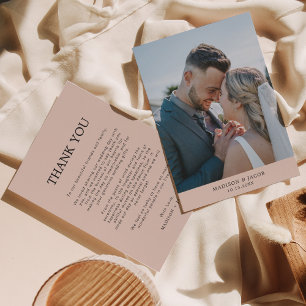 Tarjeta De Agradecimiento Simple Boho Cream Beige Con Boda De Fotografía