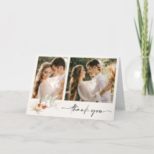Tarjeta De Agradecimiento Simple Boho Dos Bodas de fotos Gracias