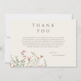 Tarjeta de agradecimiento simple boho flores silve