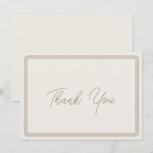 Tarjeta de agradecimiento simple borde beige marró