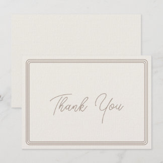 Tarjeta de agradecimiento simple borde beige marró