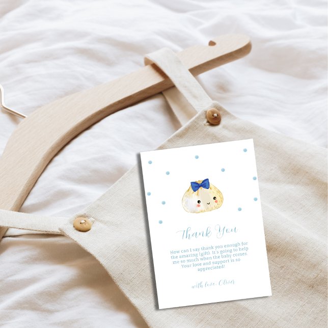 Tarjeta De Agradecimiento Simple Boy Little Dumpling Baby Shower (Simple Boy Little Dumpling Baby Shower Thank You Card)