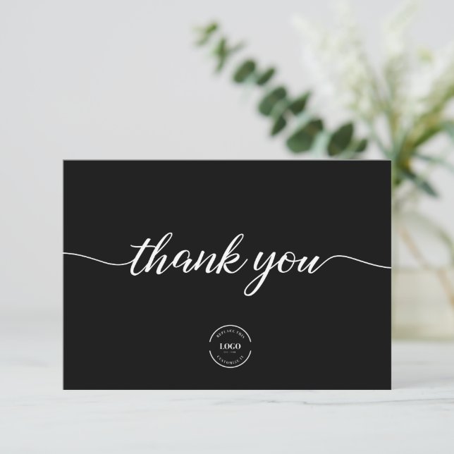 Tarjeta De Agradecimiento Simple Business Customer Appreciation Black white (Anverso de pie)