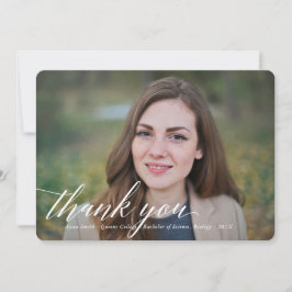 Tarjeta De Agradecimiento Simple caligrafía Foto de graduación Gracias