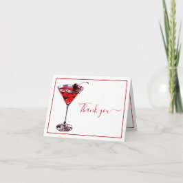 Tarjeta De Agradecimiento Simple Cherry Cocktail Martini 