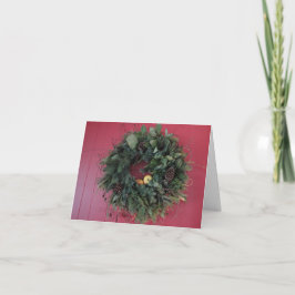 Tarjeta De Agradecimiento Simple Christmas Wreath on Red Wall