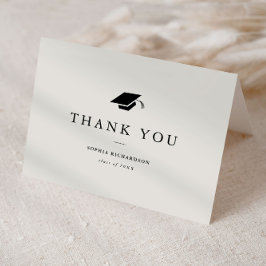 Tarjeta De Agradecimiento Simple Clásico Foto de Graduación en Blanco y Negr