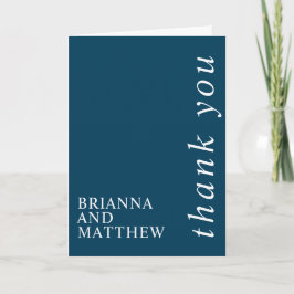Tarjeta De Agradecimiento Simple Classic Navy and White Thank You
