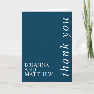 Tarjeta De Agradecimiento Simple Classic Navy and White Thank You