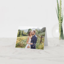 Tarjeta de agradecimiento simple con foto de boda