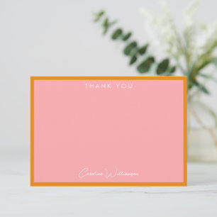 Tarjeta De Agradecimiento Simple Cute Moderno Rosa Naranja Ducha Plana Perso