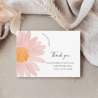 Tarjeta De Agradecimiento Simple Daisy One Floral 1st Birthday 