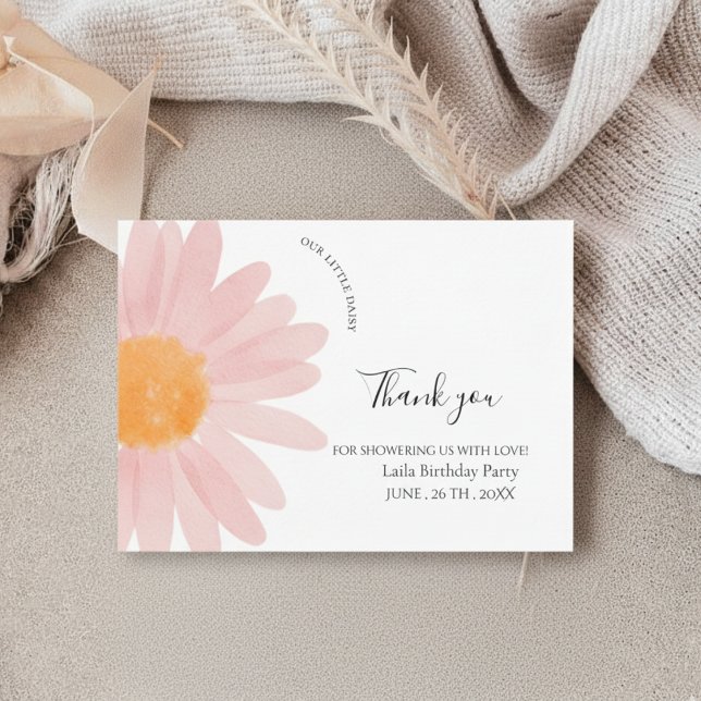 Tarjeta De Agradecimiento Simple Daisy One Floral 1st Birthday  (Subido por el creador)