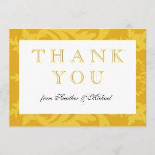 Tarjeta De Agradecimiento Simple Damask Gold Gracias