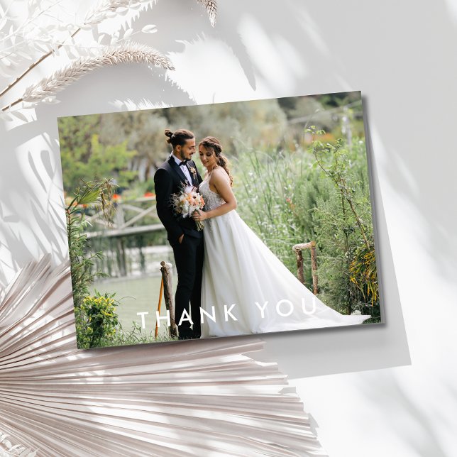 Tarjeta de agradecimiento simple de Boda (Simple Wedding Photo Thank You Card)