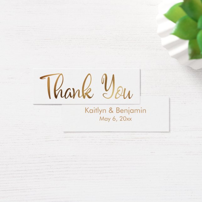 Tarjeta de agradecimiento simple de boda de oro (Escritorio)