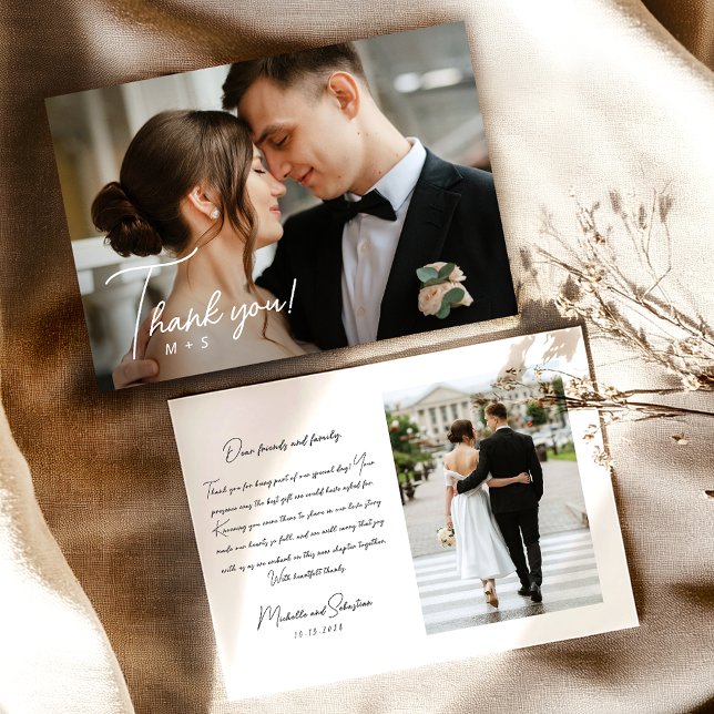 Tarjeta de agradecimiento simple de Boda de script (Subido por el creador)