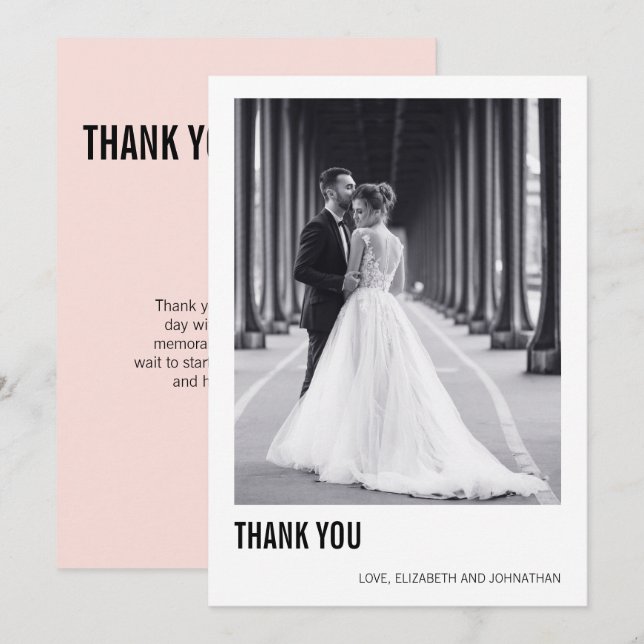 Tarjeta de agradecimiento simple de Boda de tipogr (Anverso / Reverso)