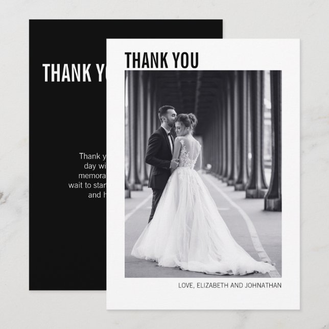 Tarjeta de agradecimiento simple de Boda de tipogr (Anverso / Reverso)