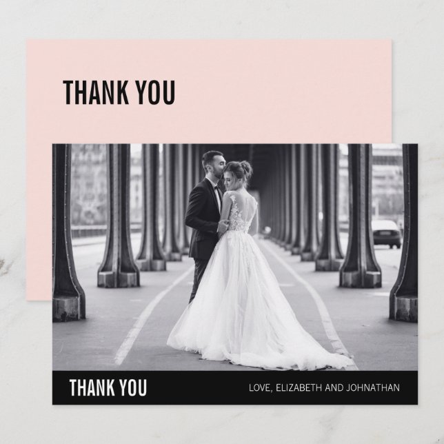 Tarjeta de agradecimiento simple de Boda de tipogr (Anverso / Reverso)