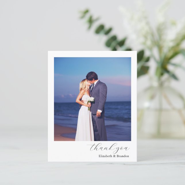 Tarjeta de agradecimiento simple de boda simple y  (Anverso de pie)