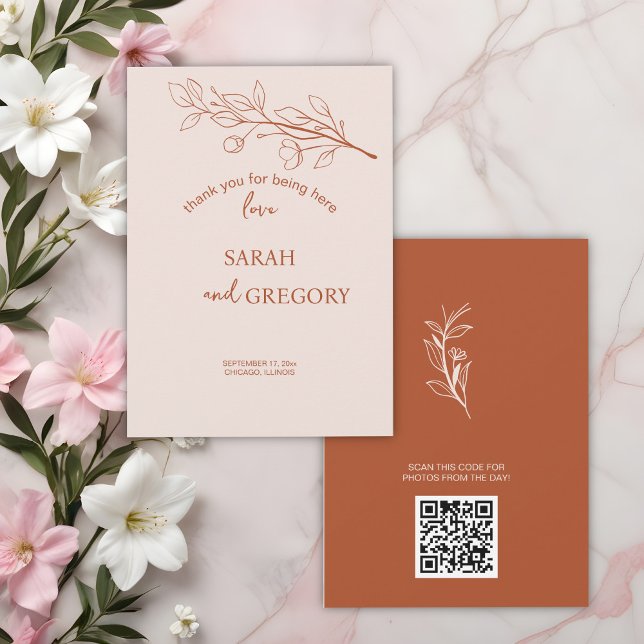 Tarjeta de agradecimiento simple de Boho Floral (Subido por el creador)