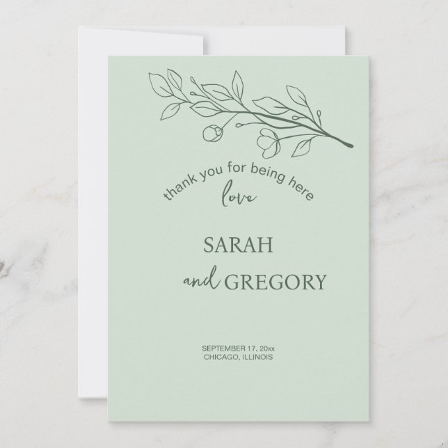 Tarjeta de agradecimiento simple de Boho Floral (Anverso)