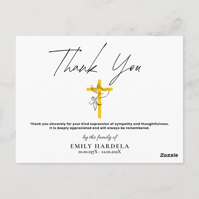 Tarjeta de agradecimiento simple de Dove y Cross F (Reverso)