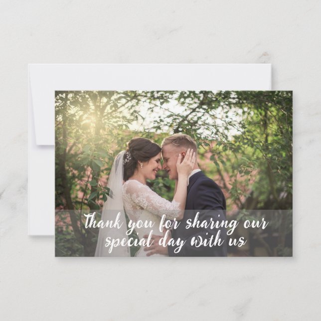 Tarjeta de agradecimiento simple de foto de boda (Anverso)