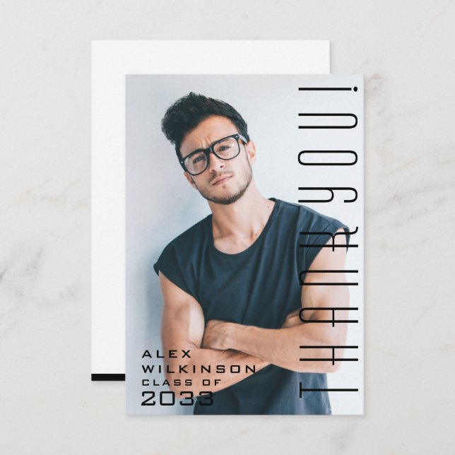 Tarjeta de agradecimiento simple de fotografía GRA (Anverso / Reverso)