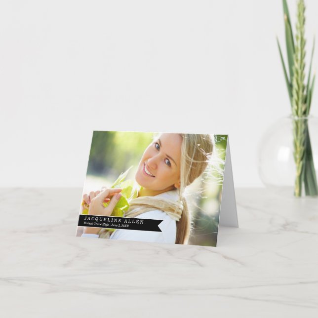 Tarjeta de agradecimiento simple de graduación de  (Anverso)