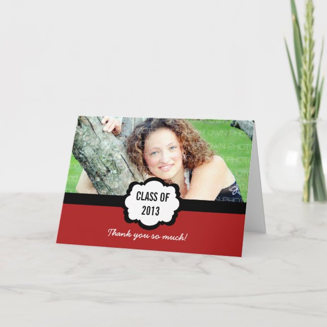 Tarjeta de agradecimiento simple de graduación de  (Anverso)